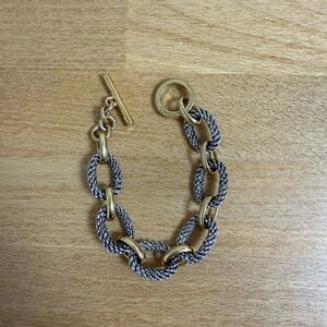 C wonder textured silver and gold tone chain link braceleg